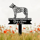 Personalized Austrailian Cattle Mandala Garden Stake Zentangle Yard Art Dog Memorial Sign Outdoor Decor Pet Loss