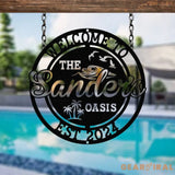 Personalized Backyard Pool Metal Sign LED Outdoor Wall Decor Pool Signs for Outdoor Personalized Custom Backyard Oasis