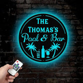 Personalized Backyard Pool Metal Sign LED Outdoor Wall Decor Pool Signs for Outdoor Personalized Custom Backyard Oasis