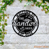 Personalized Backyard Pool Metal Sign LED Outdoor Wall Decor Pool Signs for Outdoor Personalized Custom Backyard Oasis