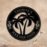 Personalized Backyard Pool Metal Sign LED Outdoor Wall Decor Pool Signs for Outdoor Oasis Sign Patio Decor - Gearviral