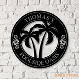 Personalized Backyard Pool Metal Sign LED Outdoor Wall Decor Pool Signs for Outdoor Oasis Sign Patio Decor - Gearviral