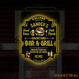 Personalized Backyard Sign LED Light Custom Bar & Grill Sign Metal Sign Bar Signs BBQ Signs Bar Sign Outdoor Kitchen
