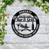 Personalized Backyard Sign LED Light Custom Bar & Grill Sign Metal Sign Bar Signs BBQ Signs Bar Sign Outdoor Kitchen