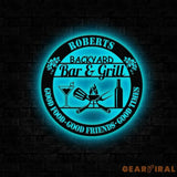 Personalized Backyard Sign LED Light Custom Bar & Grill Sign Metal Sign Bar Signs BBQ Signs Bar Sign Outdoor Kitchen
