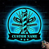 Personalized Barber Metal Sign with LED Lights - Custom Barber Metal Wall Decor - Barber Birthday Gift - Barber Wall