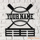 Personalized Baseball Award Medal Holder,Custom Baseball Player Name Medal Hanger,12 Rungs for Medals & Ribbons