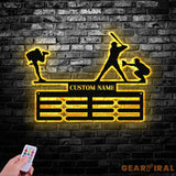 Personalized Baseball Award Medal Holder with Led Light Baseball Player Name Medal Hanger 12 Rungs for Medals & Ribbons