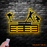 Personalized Baseball Award Medal Holder with Led Light Baseball Player Name Medal Hanger 12 Rungs for Medals & Ribbons