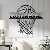 Personalized Basketball Metal Wall Art LED Light Custom Basketball Player Name Sign Sports Wall Decor Basketball Gift