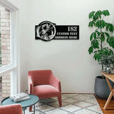 Personalized Bass Address Metal LED Sign - Fisherman Address Metal Wall Art - Outdoor Sign - Family LED Address Wall