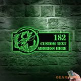 Personalized Bass Address Metal LED Sign - Fisherman Address Metal Wall Art - Outdoor Sign - Family LED Address Wall