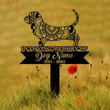 Personalized Basset Hound Mandala Garden Stake Zentangle Yard Art Dog Memorial Sign Outdoor Decor Pet Loss Sympathy Gift