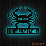Personalized Beach Crab Sign Coastal Decor Nautical Wall Art Ocean and Sea Animal Decor Custom Metal Sign Personalized
