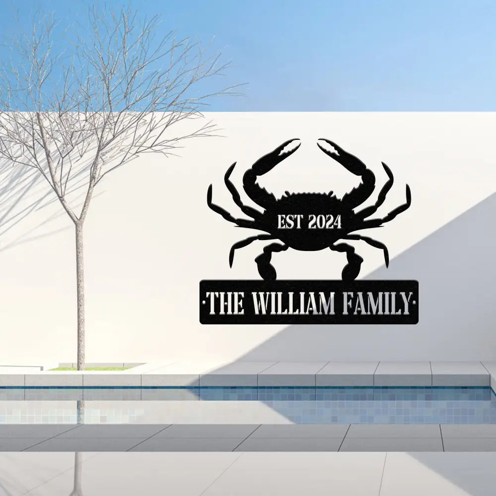 Personalized Beach Crab Sign Coastal Decor Nautical Wall Art Ocean and Sea Animal Decor Custom Metal Sign Personalized