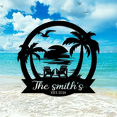 Personalized Beach Decor - Lake House Decor - Outdoor Sign Sunset Beach Metal Sign - Summer Beach House Sign | GearViral