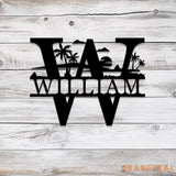 Personalized Beach View Metal Letter and Name Sign Wall Monogram Sign Outdoor Metal Sign Beach House Sign housewarming