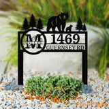 Personalized Bear Address Yard Stake Bear Address Sign Custom Family Name Sign House Number Plaque Yard Address sign