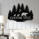 Personalized Bear Cabin Metal Sign with LED Light – Rustic Bear Decor for Cabin or Outdoors – Custom Door Monogram &