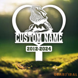 Personalized Bearded Dragon Memorial Stake - Custom Metal Sympathy Sign Pet Grave Marker Bearded Dragon Loss