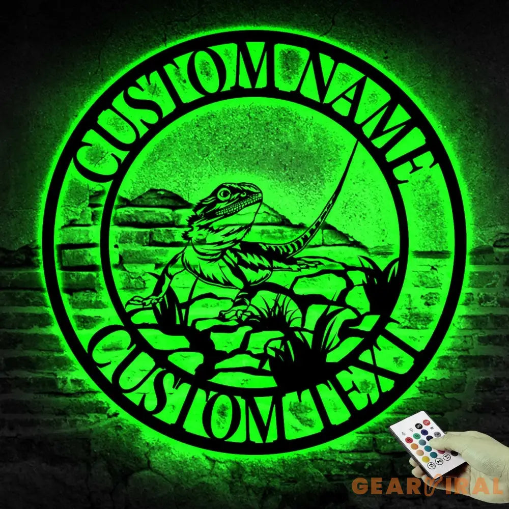 Personalized Bearded Dragon Metal Sign Led Lights - Bearded Dragon Name Sign - Beard Dragon Wall Art - Bearded Dragon