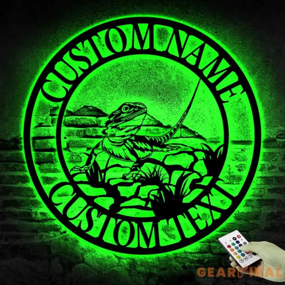 Personalized Bearded Dragon Metal Sign Led Lights - Bearded Dragon Name Sign - Beard Dragon Wall Art - Bearded Dragon