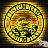Personalized Bearded Dragon Metal Sign Led Lights - Bearded Dragon Name Sign - Beard Dragon Wall Art - Bearded Dragon