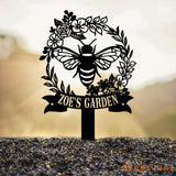 Personalized Bee Garden Stake Sign Metal Yard Sign with Stakes Garden Bee Decor Gardening Gift Metal Garden Decor