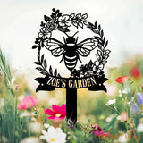Personalized Bee Garden Stake Sign Metal Yard Sign with Stakes Garden Bee Decor Gardening Gift Metal Garden Decor