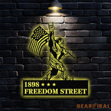 Personalized Bigfoot Sasquatch With US Flag Metal Address Sign Metal Address Sign - Metal Address Sign - Address Wall