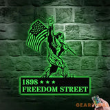 Personalized Bigfoot Sasquatch With US Flag Metal Address Sign Metal Address Sign - Metal Address Sign - Address Wall