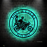 Personalized Biker Couple Metal Sign - Custom Motorcycle Rider Wall Art For Decor - Anniversary Gift - Wedding Gift