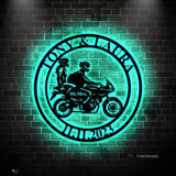 Personalized Biker Couple Metal Sign - Custom Motorcycle Rider Wall Art For Decor - Anniversary Gift - Wedding Gift