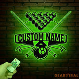 Personalized Billiard Metal Wall Art with LED Light Custom Billiards Sign Pool Room Decor Perfect Birthday & Christmas