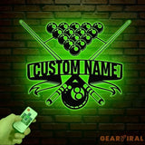 Personalized Billiard Metal Wall Art with LED Light Custom Billiards Sign Pool Room Decor Perfect Birthday & Christmas