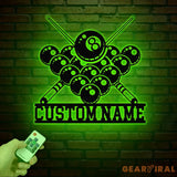 Personalized Billiards Metal Wall Art LED Light Custom Pool Sign Billiard Room Decor Metal Billiards Sign Birthday Gift