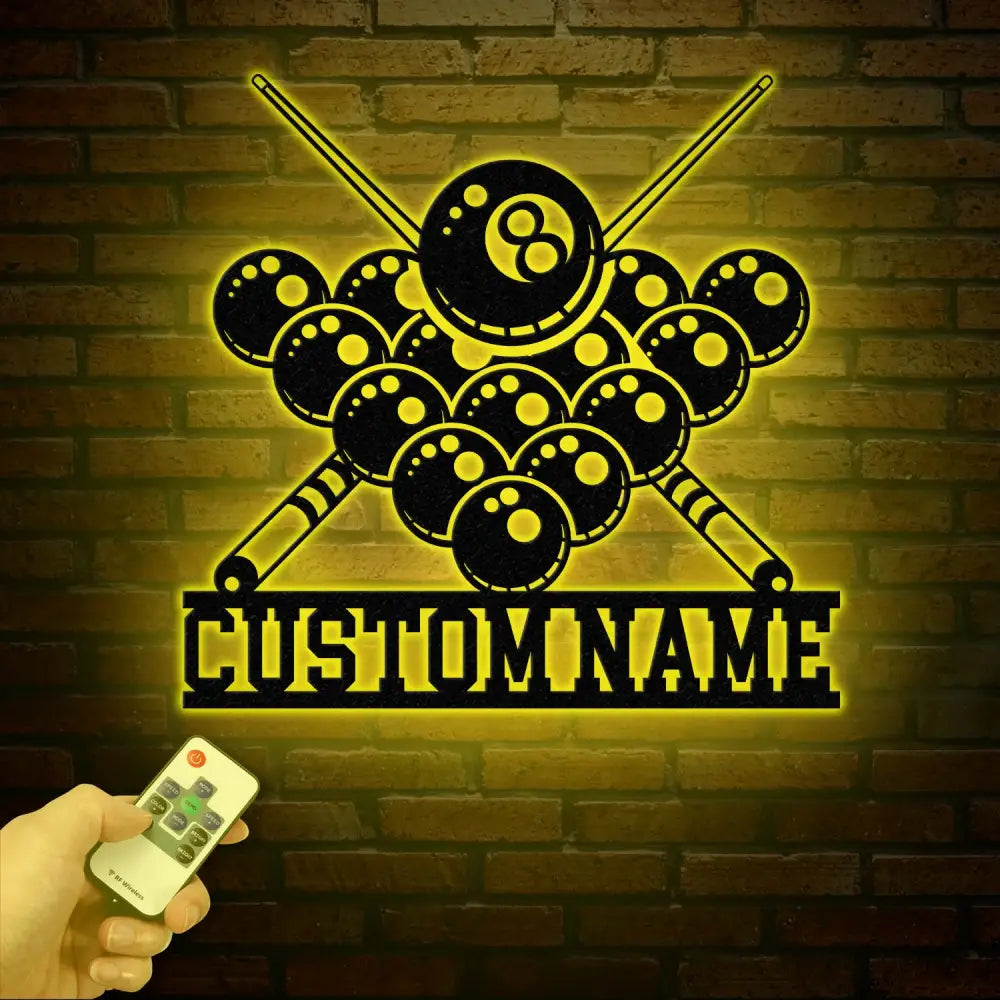 Personalized Billiards Metal Wall Art LED Light Custom Pool Sign Billiard Room Decor Metal Billiards Sign Birthday Gift