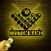 Personalized Billiards Metal Wall Art LED Light Custom Pool Sign Billiard Room Decor Metal Billiards Sign Birthday Gift