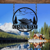 Personalized Boat Lake House Metal Sign with Led Light Metal Outdoor Decor Lake Beach House Decor Custom Boat Gift