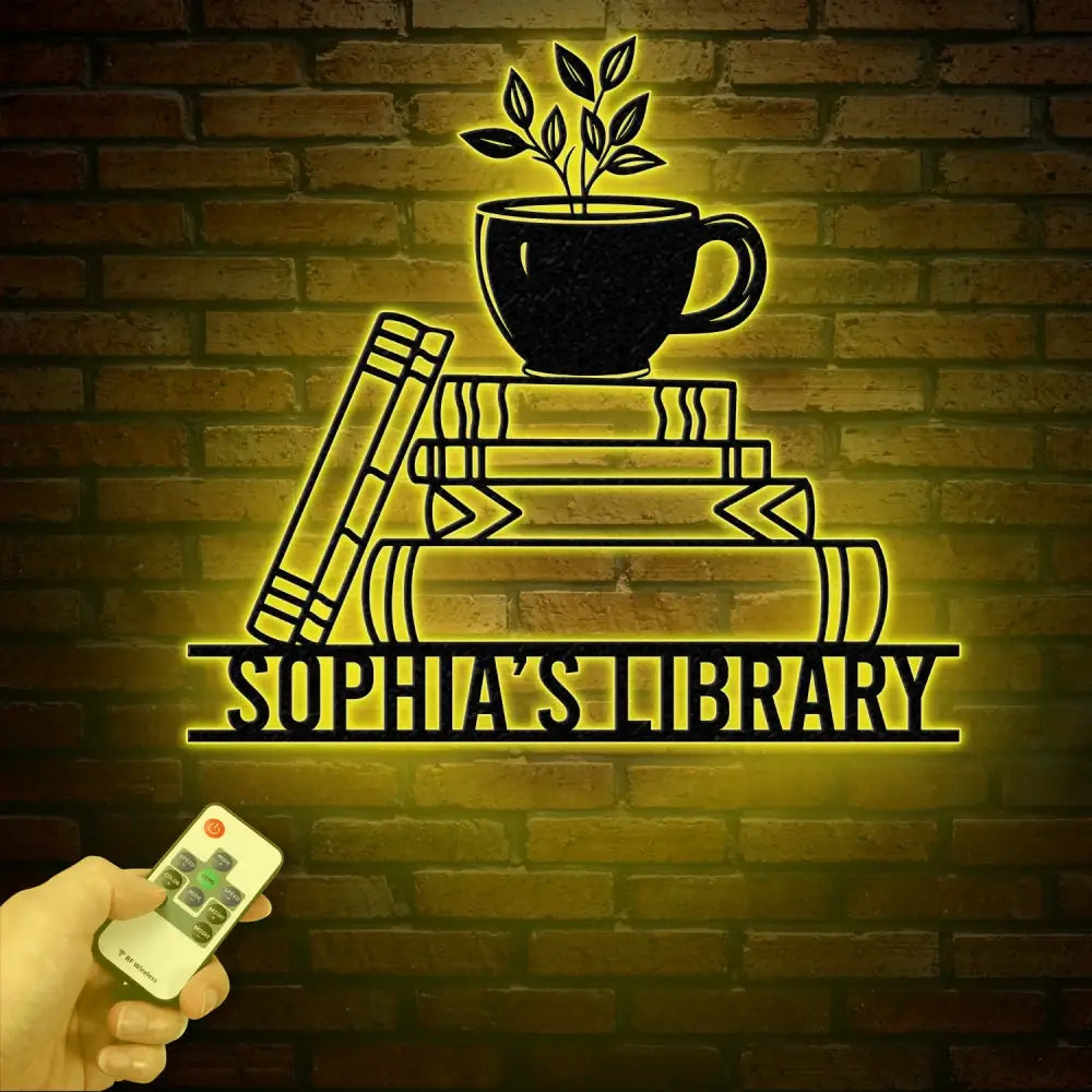 Personalized Books Metal Sign with LED Lights - Custom Bookshelf Wall Art - Library Decor - Bookworm & Reading Room