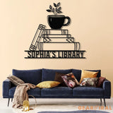Personalized Books Metal Sign with LED Lights - Custom Bookshelf Wall Art - Library Decor - Bookworm & Reading Room