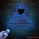 Personalized Books Metal Sign with LED Lights - Custom Bookshelf Wall Art - Library Decor - Bookworm & Reading Room