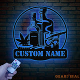Personalized Bourbon Cigar Metal Wall Art LED Light Whiskey Sign for Home Bar Man Cave Decor Cocktail Wall Art