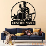 Personalized Bourbon Cigar Metal Wall Art LED Light Whiskey Sign for Home Bar Man Cave Decor Cocktail Wall Art