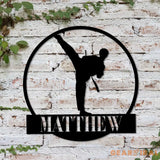 Personalized Boy Taekwondo Martial Arts Metal Wall Art with LED Light - Custom Kid Tae Kwon Do Name Sign Home Taekwondo