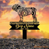 Personalized Bull Dog Mandala Garden Stake Zentangle Yard Art Dog Memorial Sign Outdoor Decor Pet Loss Sympathy Gift