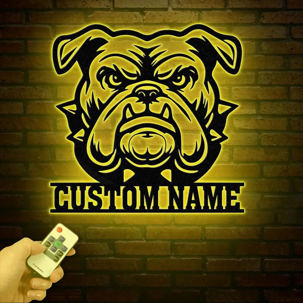 Personalized Bulldog Metal Wall Art LED Light Custom Dog Name Sign Dog Lover Home Decor Pet Wall Art Gift for Dog Owners