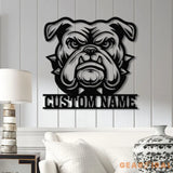 Personalized Bulldog Metal Wall Art LED Light Custom Dog Name Sign Dog Lover Home Decor Pet Wall Art Gift for Dog Owners