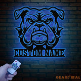 Personalized Bulldog Metal Wall Art LED Light Custom Dog Name Sign Dog Lover Home Decor Pet Wall Art Gift for Dog Owners