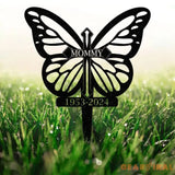 Personalized Butterflies Memorial Metal Stake Memorial Plaque with Stake Metal Grave Stake - Gearviral